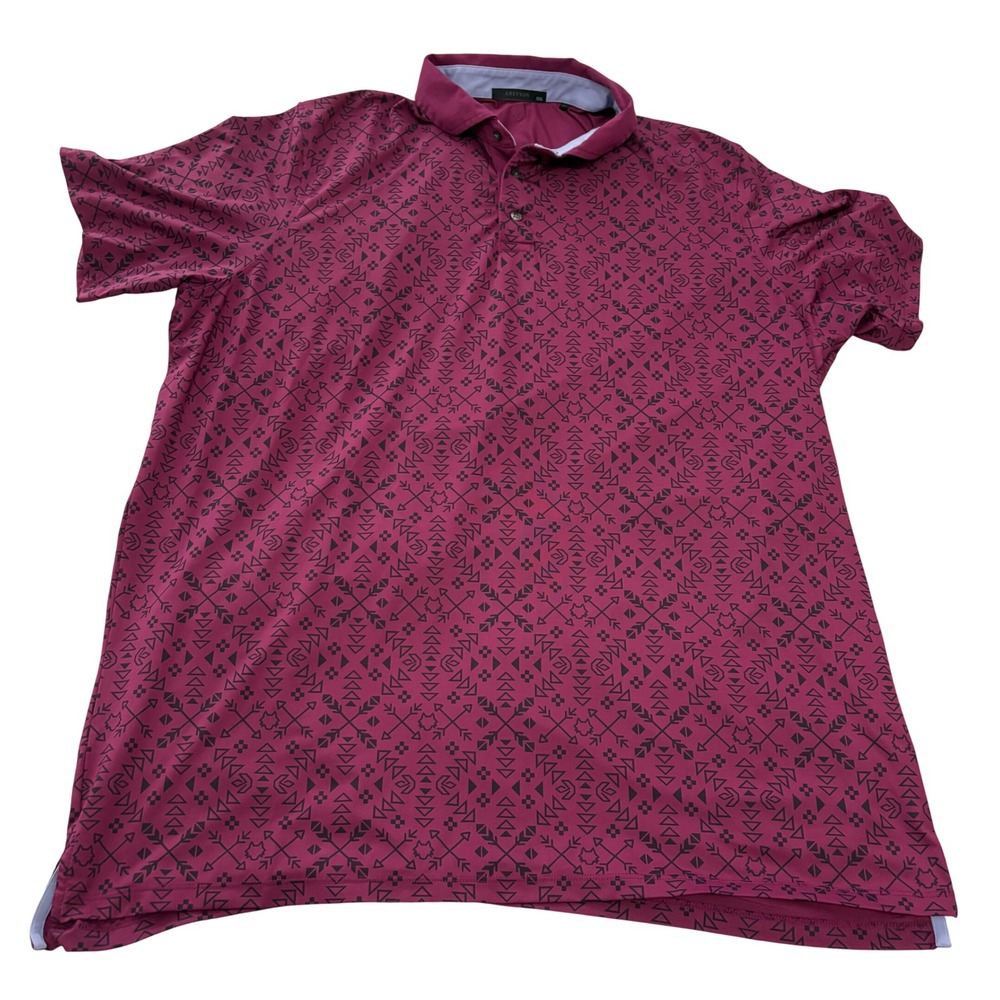 Greyson Polo Shirt Mens 2XL Dark Purple Geometric Print Golf Performance Stretch